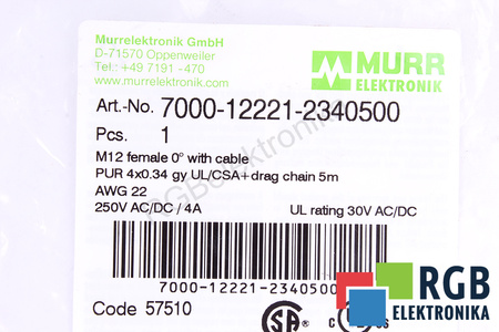 7000-12221-2340500 MURR ELEKTRONIK 5M KABELIS