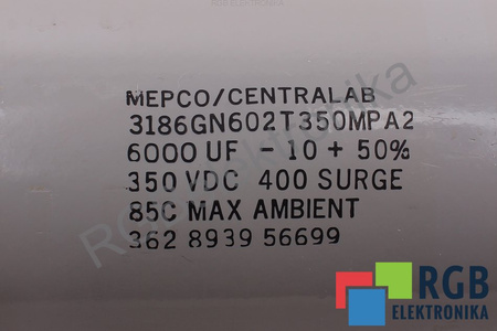 KONDENSATORIUS 3186GN602T350MPA2 MEPCO/CENTRALAB 6000UF, 350VDC