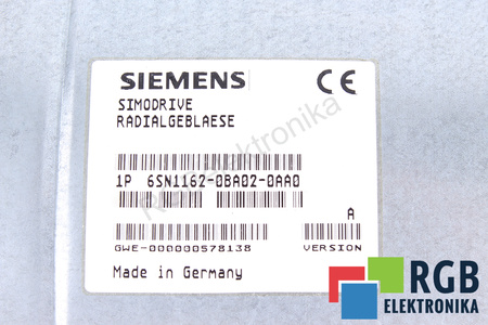 6SN1162-0BA02-0AA0 SIEMENS VERSION A SIMODRIVE RADIALGEBLAESE