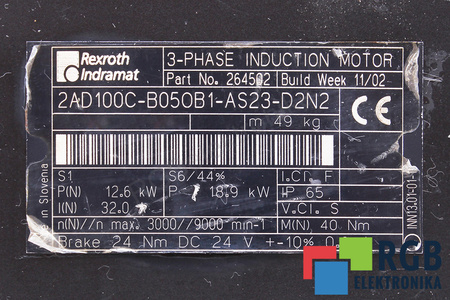 2AD100C-B050B1-AS23-D2N2 REXROTH INDRAMAT PRIEKINIS LIEJIMAS