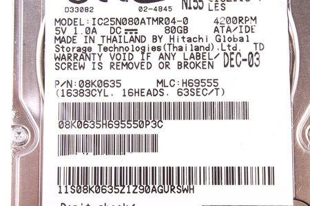 IC25N080ATMR04-0 HITACHI TRAVELSTAR 80GB
