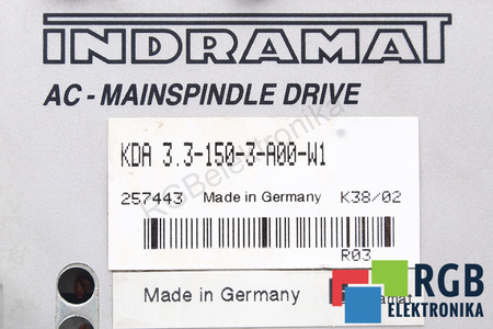 KDA3.3-150-3-A00-W1 INDRAMAT AC-MAIN SPINDLE DRIVE