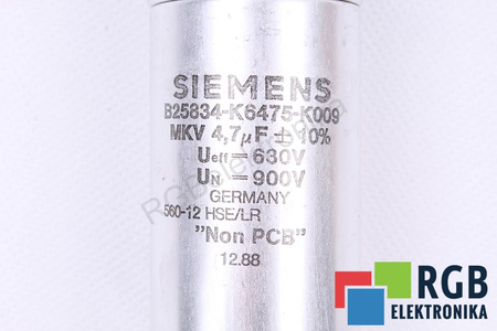 KONDENSATORIUS B25834-K6475-K009 SIEMENS 4.7UF UN 900V UEFF 640V