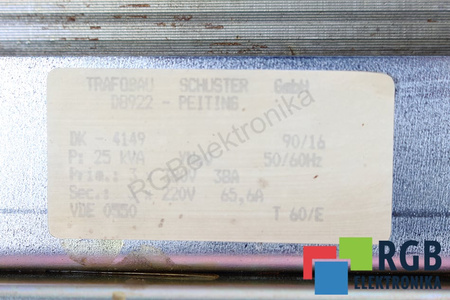 DK-4149 SCHUSTER 25KVA PRI 380V 38A SEC 220V 65.6A TRANSFORMATORIUS