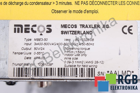 MBE3-50 MECOS TRAXLER VERS. BG10328-08