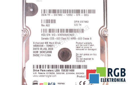 WD800VE-75HDT1 WESTERN DIGITAL WD8--VE WD SCORPIO