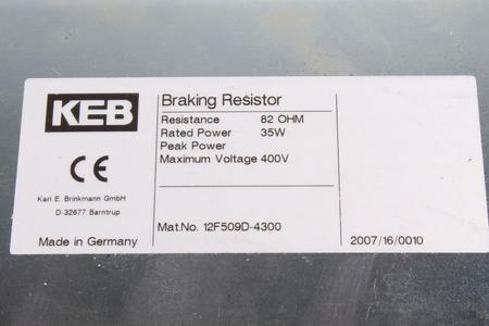 12F509D-4300 KEB 82OHM, 0.035KW STABDYMO VARŽA