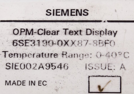 6SE3190-0XX87-8BF0 SIEMENS CLEAR TEXT DISPLAY VALDYMO IR VALDYMO PULTAS