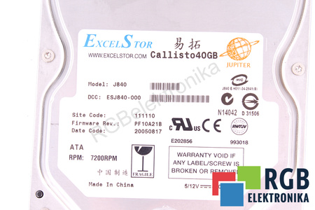 J840 EXCELSTOR TECHNOLOGY ESJ840-000 3.5" 40GB ATA