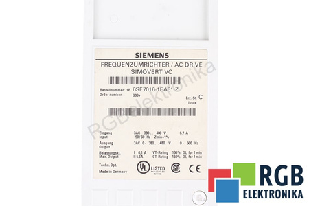 6SE7016-1EA61-Z SIEMENS DĖŽUTĖS PRIEKIS