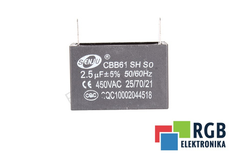 KONDENSATORIUS CBB61 SH SO SENJU 2.5UF, 450V