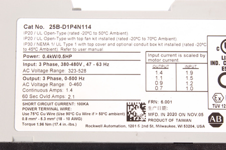 25B-D1P4N114 ALLEN BRADLEY POWERFLEX525