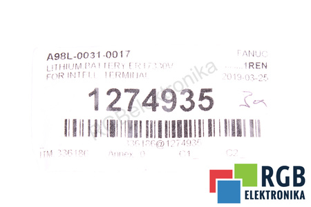 A98L-0031-0017 FANUC A13B-0172-K010 3.6V AKUMULIATORIUS