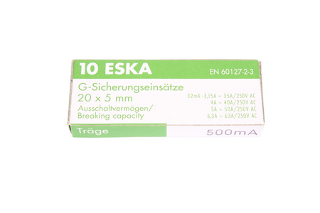 LĖTO VEIKIMO SAUGIKLIS 522.514 ESKA ZKT-0.5A 250V,5X20MM 10PCS