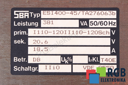 ESI400-45/TA276063B SBA TRANSFORMATORIUS