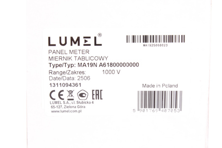 MA19N A61800000000 LUMEL 0-1KV 96X96MM SKYDINIS MATUOKLIS