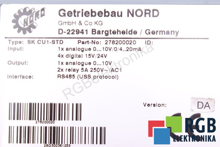 SKCU1-STD NORD PART NO.278200020