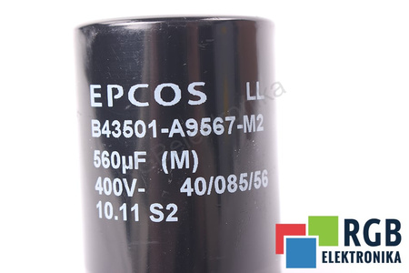 KONDENSATORIUS B43501-A9567-M2 EPCOS 40/085/56 560UF, 400VDC KONDENSATORIUS