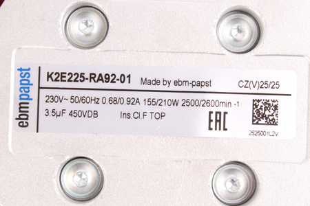 K2E225RA9201 EBM PAPST K2E225-RA92-01 230V 0.21KW, 230V, 0.92A, 1-F VENTILIATORIUS