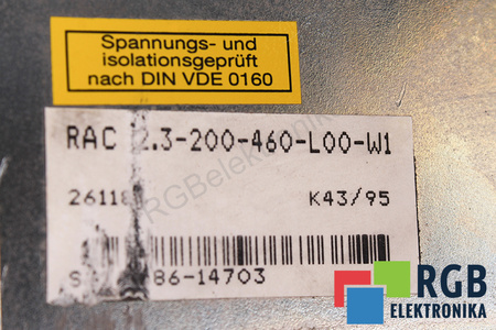 RAC2.3-200-460-L00-W1 INDRAMAT AC-MAIN SPINDLE DRIVE