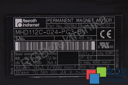 MHD112C-024-PG3-BN INDRAMAT 8661114H09 SPARNUOTĖ SU STABDŽIU