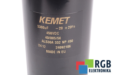 KONDENSATORIUS ALS30A332NP450 KEMET 3300UF, 450V, 76MM, 145MM
