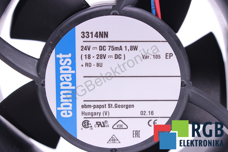 3314NN EBM PAPST 92X92X32MM, 24V, 0.075A VENTILIATORIUS