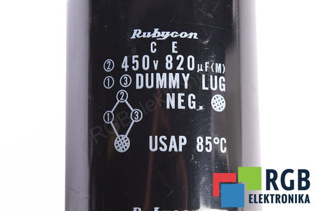 KONDENSATORIUS 820UF 450V RUBYCON