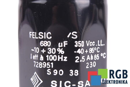 KONDENSATORIUS 680UF 350V SIC-SAFCO 728951 FELSIC KONDENSATORIUS
