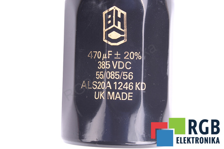 KONDENSATORIUS ALS20A1246 BHC COMPONENTS LTD 470UF, 385V KONDENSATORIUS