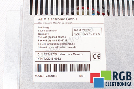 LCD15-0032 ADM ELECTRONIC 100-240V 0.5A 15.1 MONITORIAUS LCD EKRANAS