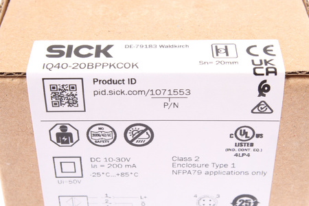 IQ40-20BPPKC0K SICK 1071553 INDUKCINIS ARTUMO JUTIKLIS