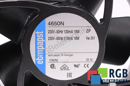 4650N EBM PAPST 119X119X38MM, 230V, 0.12A VENTILIATORIUS