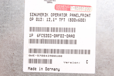 6FC5203-0AF02-0AA0 SIEMENS VERSION C SINUMERIK OP 012