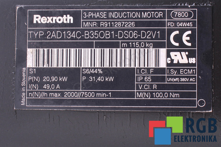 2AD134C-B35OB1-DS06-D2V1 REXROTH STATORIAUS
