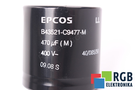 KONDENSATORIUS B43521-C9477-M EPCOS 40/085/56 470UF, 400VDC KONDENSATORIUS