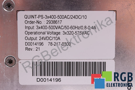 QUINT-PS-3X400-500AC/24DC/10 PHOENIX CONTACT REV.21 2938617