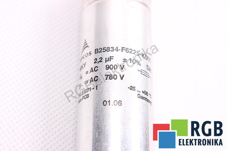 KONDENSATORIUS B25834-F6225-K001 EPCOS 2.2UF, 900VAC, 780VAC KONDENSATORIUS