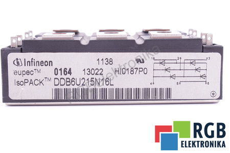 MAITINIMO TILTO LYGINTUVAS DDB6U215N16L INFINEON ISOPACK 215A, 1600V
