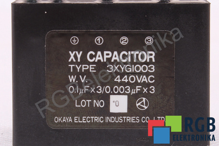 KONDENSATORIUS 3XYG1003 OKAYA 0.1UFX3/0.003UFX3, 440VAC
