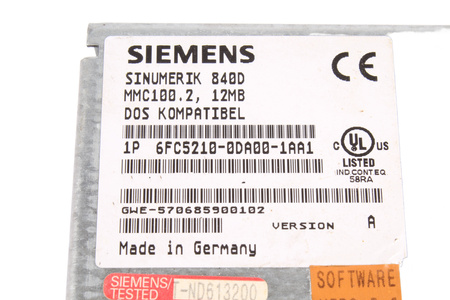 6FC5210-0DA00-1AA1 SIEMENS SINUMERIK 840D MMC100.2 12MB
