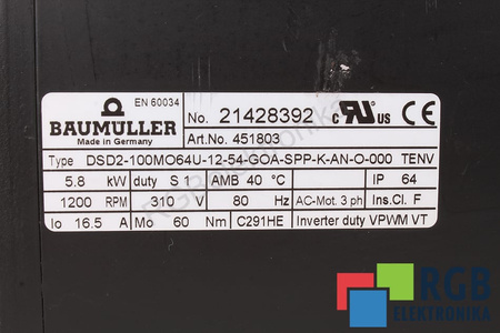 DSD2-100MO64U-12-54-GOA-SPP-K-AN-O-000 BAUMÜLLER 5.8KW