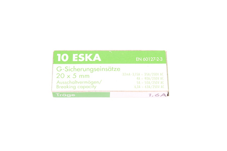 LĖTO VEIKIMO SAUGIKLIS 522.519 ESKA ZKT-1.6A 250V, 1.6A, 5X20MM, 10PCS