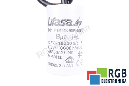 KONDENSATORIUS 8UF 425/475V LIFASA MKPF1M40080PMINIO 8UF, 475V KONDENSATORIUS