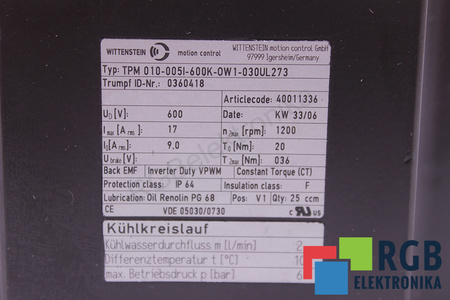 TPM010-005I-600K-OW1-030UL273 WITTENSTEIN MOTION CONTROL PRIEKINIS LIEJIMAS