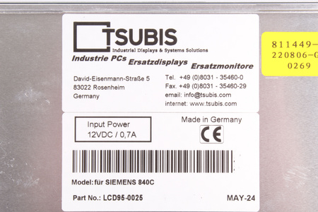 LCD95-0025 SKIRTAS SINUMERIK 840C LTM09C016K MONITORIAUS LCD EKRANAS PAKAITALAS