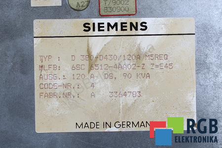 6SC6512-4AA02-Z SIEMENS Z=E45 D380-D430/120A SIMODRIVE 650