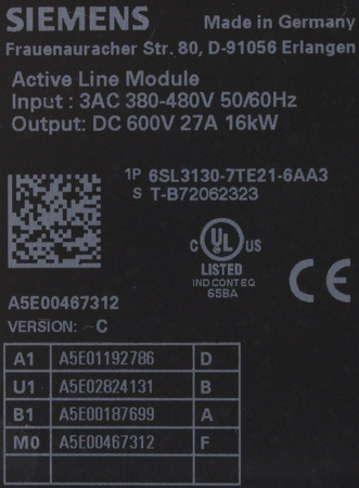 6SL3130-7TE21-6AA3 SIEMENS ACTIVE LINE MODULE
