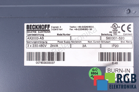 AX2003-AS BECKHOFF S60301-520
