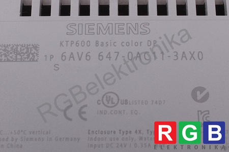 6AV6647-0AC11-3AX0 SIEMENS SIMATIC HMI KTP600 BASIC COLOR DP